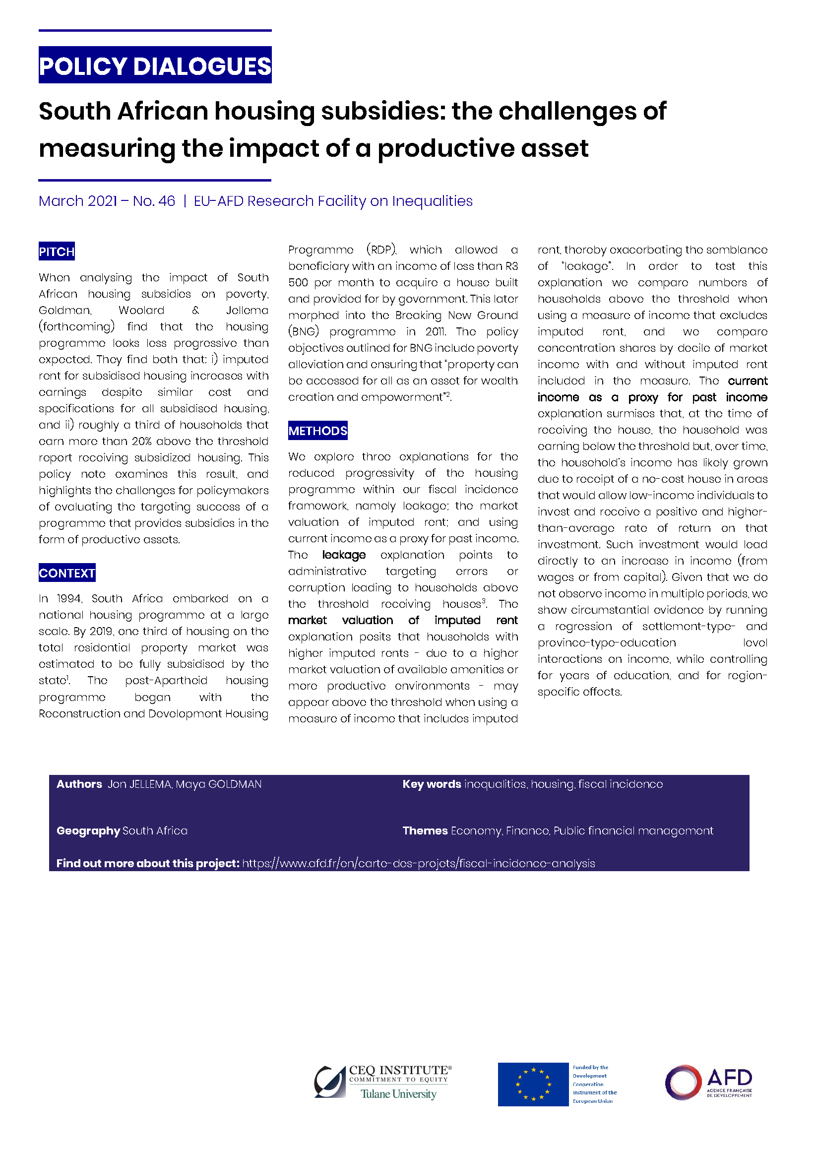 AFD Policy Dialogues - EU-AFD Research Facility on Inequalities